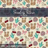 Cowgirl Disco Love Seamless Pattern | Hand Drawn Western Valentine Repeat | Digital Design McKnight Designs & Co Seamless Pattern File
