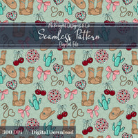 Cowgirl Disco Love Seamless Pattern | Hand Drawn Western Valentine Repeat | Digital Design McKnight Designs & Co Seamless Pattern File