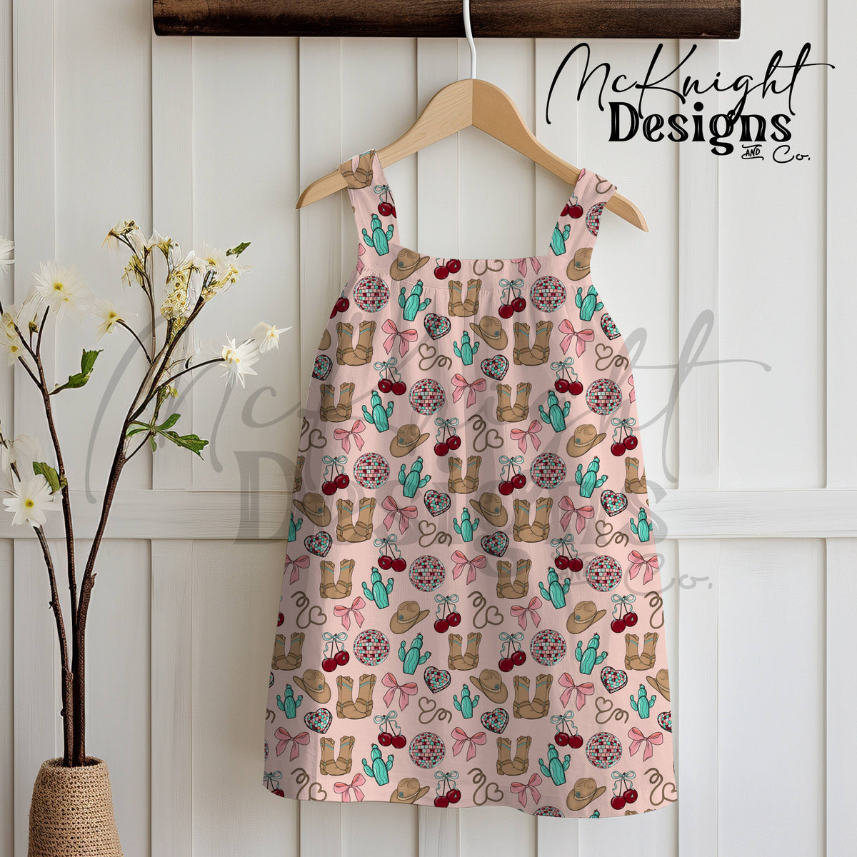 Cowgirl Disco Love Seamless Pattern | Hand Drawn Western Valentine Repeat | Digital Design McKnight Designs & Co Seamless Pattern File