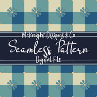 Retro Mod Checker Flower Seamless Pattern McKnight Designs & Co Seamless Pattern File Blue Teal Cream