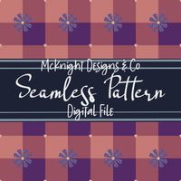 Retro Mod Checker Flower Seamless Pattern McKnight Designs & Co Seamless Pattern File Plum Purple Mauve