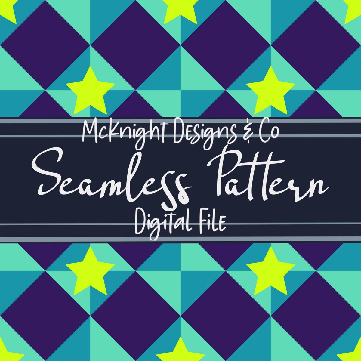 Diamond Star Checkered Seamless Pattern Bundle McKnight Designs & Co Seamless Pattern File