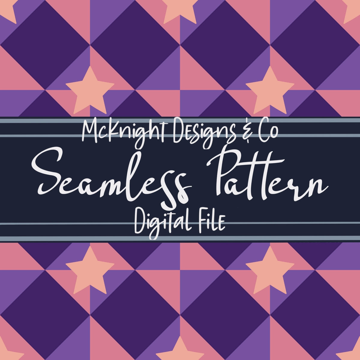 Diamond Star Checkered Seamless Pattern Bundle McKnight Designs & Co Seamless Pattern File