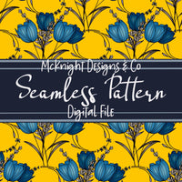 Scallop Tulips Seamless Pattern | Floral Spring Flower Design McKnight Designs & Co Seamless Pattern File Yellow