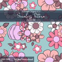 Disco Retro Floral Seamless Pattern Fall Flowers, Boho Print McKnight Designs & Co Seamless Pattern File