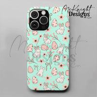 Easter Bunny Seamless Pattern PNG – Spring Florals, Easter Eggs & Bows