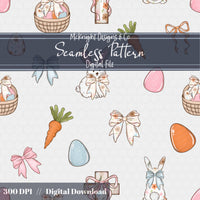 Easter Christian Seamless Pattern – Cross & Bunny Pastel Spring Design – Digital Download McKnight Designs & Co Seamless Pattern File