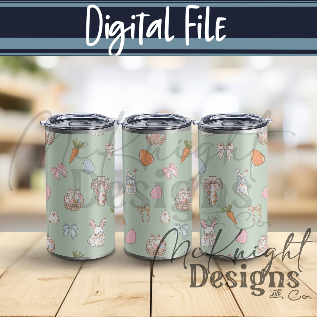 Easter Christian Seamless Pattern – Cross & Bunny Pastel Spring Design – Digital Download McKnight Designs & Co Seamless Pattern File