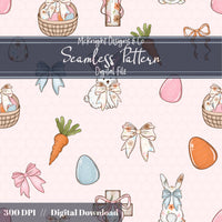 Easter Christian Seamless Pattern – Cross & Bunny Pastel Spring Design – Digital Download McKnight Designs & Co Seamless Pattern File