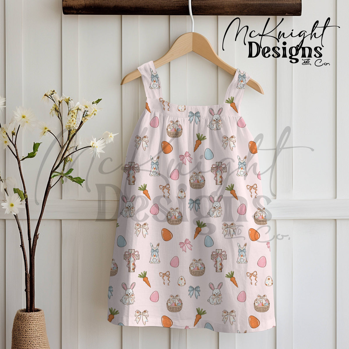 Easter Christian Seamless Pattern – Cross & Bunny Pastel Spring Design – Digital Download McKnight Designs & Co Seamless Pattern File