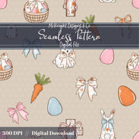 Easter Christian Seamless Pattern – Cross & Bunny Pastel Spring Design – Digital Download McKnight Designs & Co Seamless Pattern File