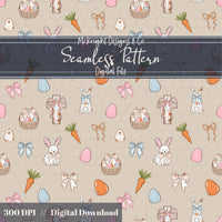 Easter Christian Seamless Pattern – Cross & Bunny Pastel Spring Design – Digital Download McKnight Designs & Co Seamless Pattern File
