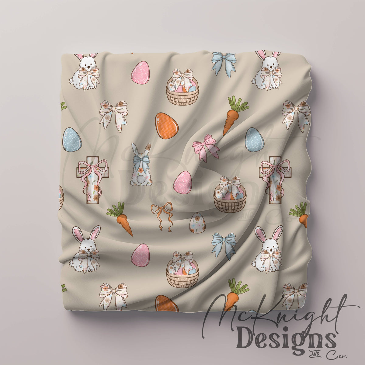 Easter Christian Seamless Pattern – Cross & Bunny Pastel Spring Design – Digital Download McKnight Designs & Co Seamless Pattern File