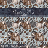 Fall Painted Pumpkins Seamless Pattern – Autumn Pumpkins & Florals McKnight Designs & Co Seamless Pattern File
