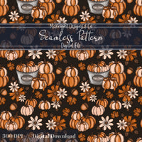 Fall Pumpkin Bucket Seamless Pattern Autumn Digital Print McKnight Designs & Co Seamless Pattern File