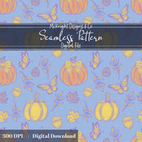 Fall Pumpkins & Butterflies Seamless Pattern Autumn Digital Design McKnight Designs & Co Seamless Pattern File