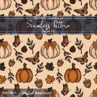 Fall Pumpkins & Butterflies Seamless Pattern Autumn Digital Design McKnight Designs & Co Seamless Pattern File