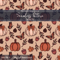Fall Pumpkins & Butterflies Seamless Pattern Autumn Digital Design McKnight Designs & Co Seamless Pattern File