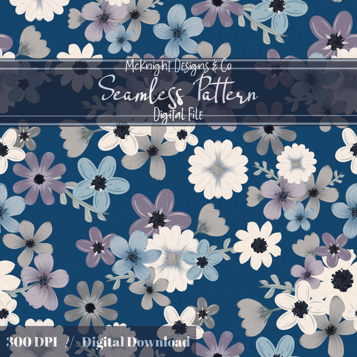 Moody Spring Floral Seamless Pattern – Dark Botanical Flowers, Modern Cottage Design