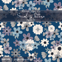 Moody Spring Floral Seamless Pattern – Dark Botanical Flowers, Modern Cottage Design