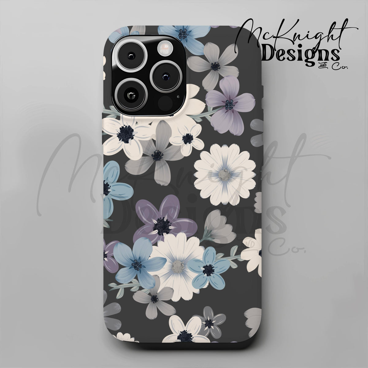 Moody Spring Floral Seamless Pattern – Dark Botanical Flowers, Modern Cottage Design