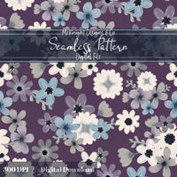 Moody Spring Floral Seamless Pattern – Dark Botanical Flowers, Modern Cottage Design