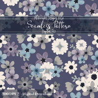 Moody Spring Floral Seamless Pattern – Dark Botanical Flowers, Modern Cottage Design