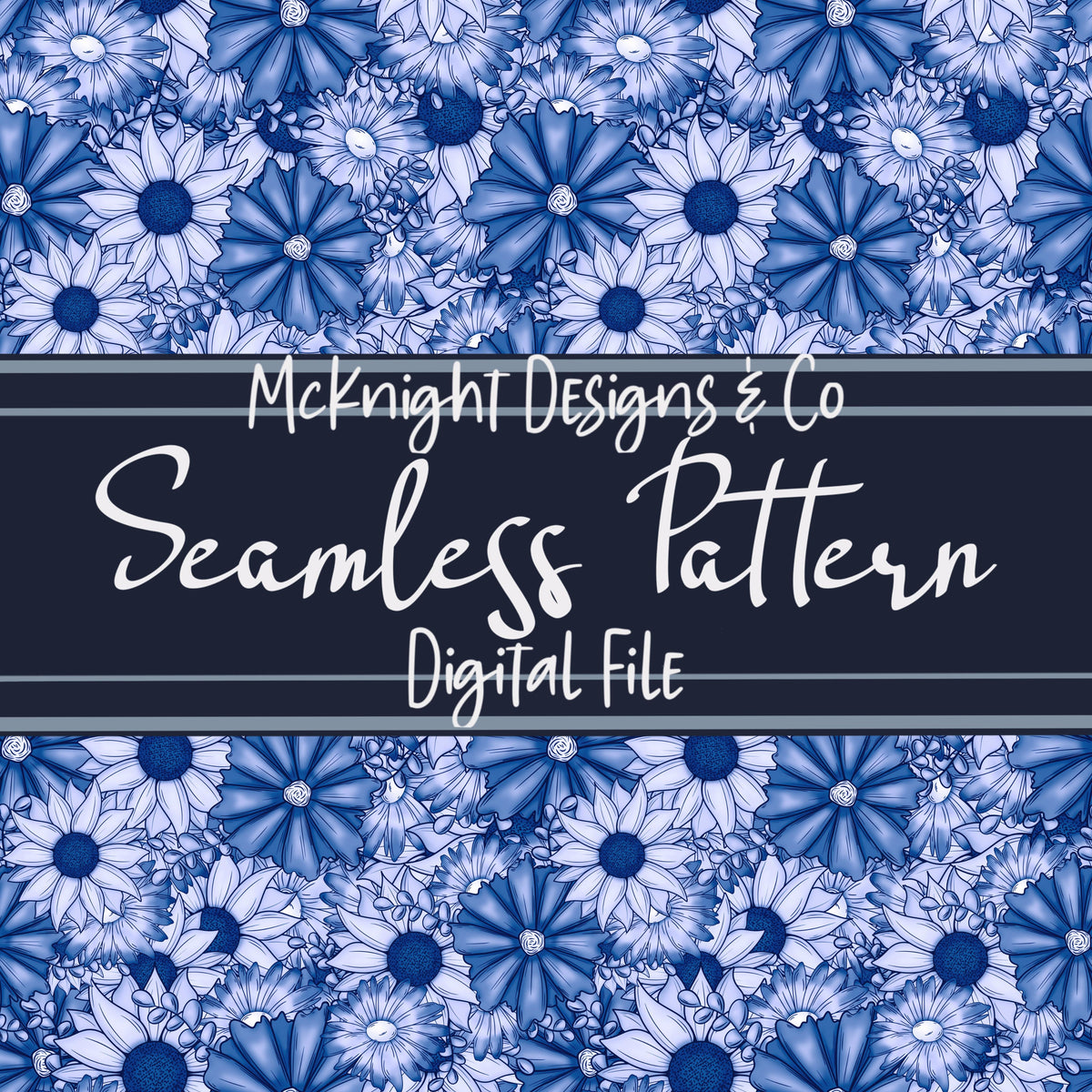 Bright Sunflower & Floral Seamless Pattern – Hand-Drawn Flowers McKnight Designs & Co Seamless Pattern File