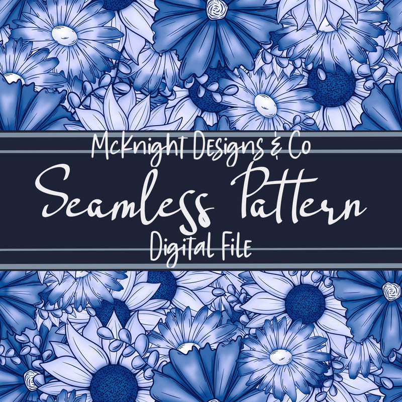 Bright Sunflower & Floral Seamless Pattern – Hand-Drawn Flowers McKnight Designs & Co Seamless Pattern File