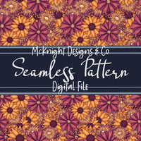 Bright Sunflower & Floral Seamless Pattern – Hand-Drawn Flowers McKnight Designs & Co Seamless Pattern File