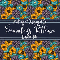 Bright Sunflower & Floral Seamless Pattern – Hand-Drawn Flowers McKnight Designs & Co Seamless Pattern File