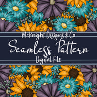 Bright Sunflower & Floral Seamless Pattern – Hand-Drawn Flowers McKnight Designs & Co Seamless Pattern File