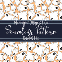 Spooky Ghosties Seamless Pattern – Hand-Drawn Ghosts on Pastel Yellow Background McKnight Designs & Co Seamless Pattern File