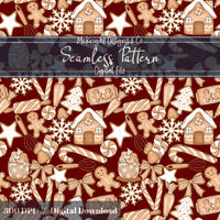 Gingerbread House & Baking Christmas Seamless Pattern McKnight Designs & Co Seamless Pattern File