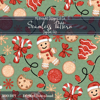 Glitter Gingerbread Christmas Seamless Pattern McKnight Designs & Co Seamless Pattern File