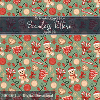 Glitter Gingerbread Christmas Seamless Pattern McKnight Designs & Co Seamless Pattern File