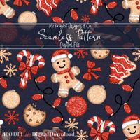 Glitter Gingerbread Christmas Seamless Pattern McKnight Designs & Co Seamless Pattern File