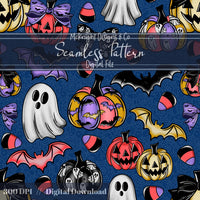 Halloween Coquette Seamless Pattern Set – Ghosts, Pumpkins, Bats, Candy Corn McKnight Designs & Co Seamless Pattern File