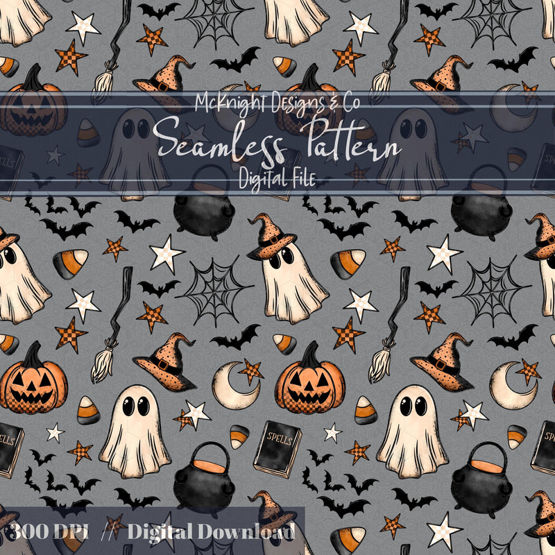 Halloween Spooky Witch Seamless Pattern PNG McKnight Designs & Co Seamless Pattern File