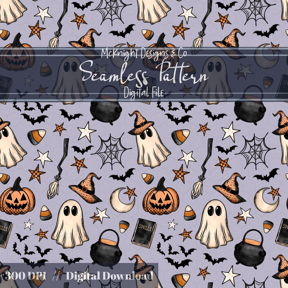 Halloween Spooky Witch Seamless Pattern PNG McKnight Designs & Co Seamless Pattern File