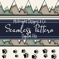 Mountain Trails & Bear Tracks Seamless Pattern | Hiking Outdoors | Rustic Camping Wilderness McKnight Designs & Co Seamless Pattern File