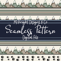 Mountain Trails & Bear Tracks Seamless Pattern | Hiking Outdoors | Rustic Camping Wilderness McKnight Designs & Co Seamless Pattern File