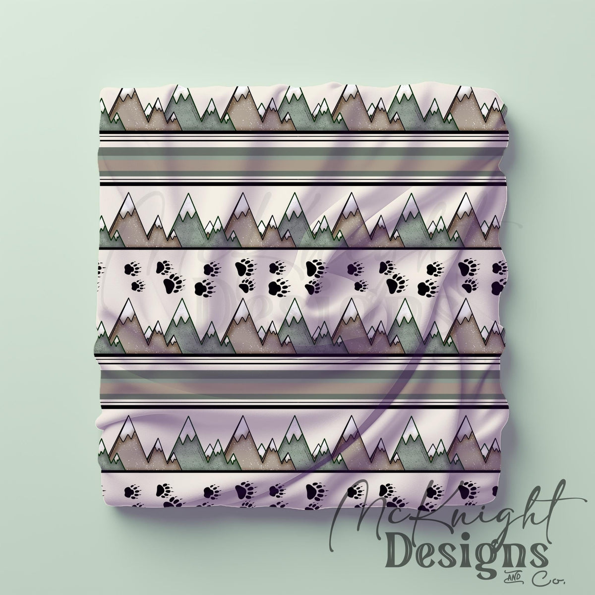 Mountain Trails & Bear Tracks Seamless Pattern | Hiking Outdoors | Rustic Camping Wilderness McKnight Designs & Co Seamless Pattern File