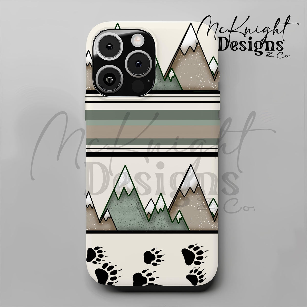 Mountain Trails & Bear Tracks Seamless Pattern | Hiking Outdoors | Rustic Camping Wilderness McKnight Designs & Co Seamless Pattern File