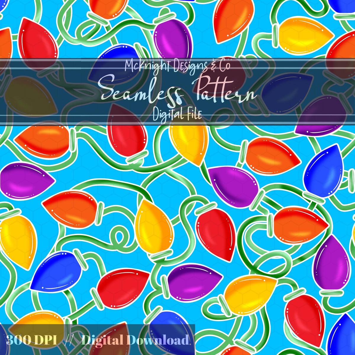 Christmas Lights Seamless Pattern McKnight Designs & Co Seamless Pattern File Classic
