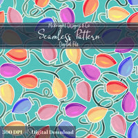Christmas Lights Seamless Pattern McKnight Designs & Co Seamless Pattern File Pastel