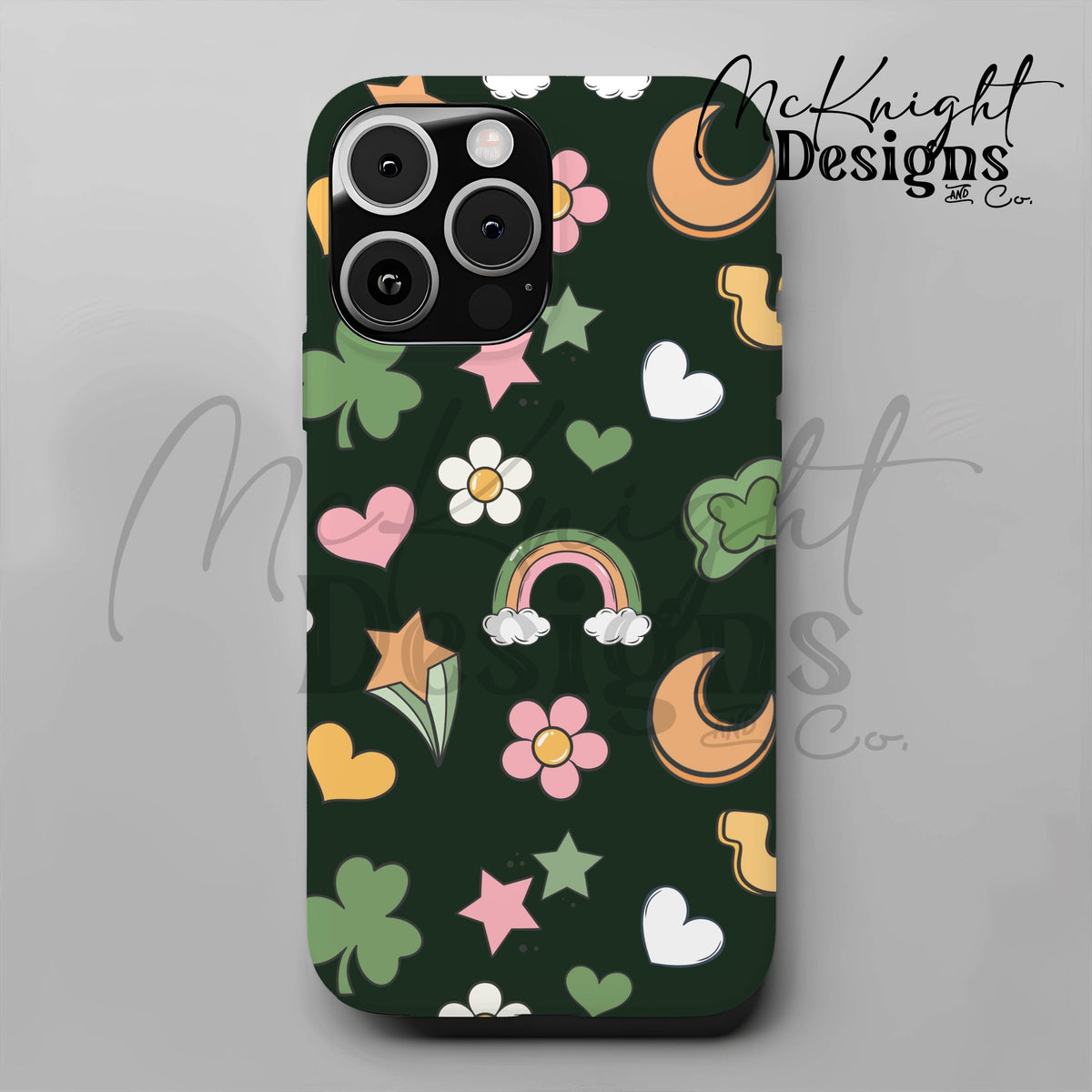 St. Patrick’s Day Seamless Pattern | Irish Charm Pastel Rainbow Clover Celestial Digital McKnight Designs & Co Seamless Pattern File