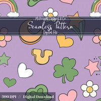 St. Patrick’s Day Seamless Pattern | Irish Charm Pastel Rainbow Clover Celestial Digital McKnight Designs & Co Seamless Pattern File