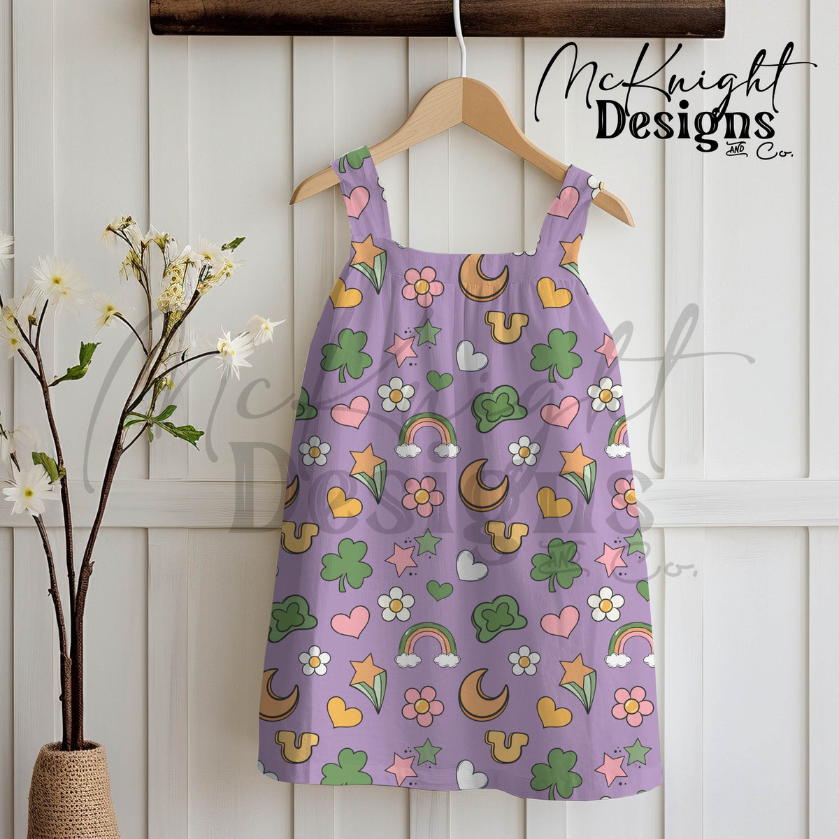 St. Patrick’s Day Seamless Pattern | Irish Charm Pastel Rainbow Clover Celestial Digital McKnight Designs & Co Seamless Pattern File