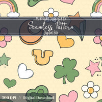 St. Patrick’s Day Seamless Pattern | Irish Charm Pastel Rainbow Clover Celestial Digital McKnight Designs & Co Seamless Pattern File